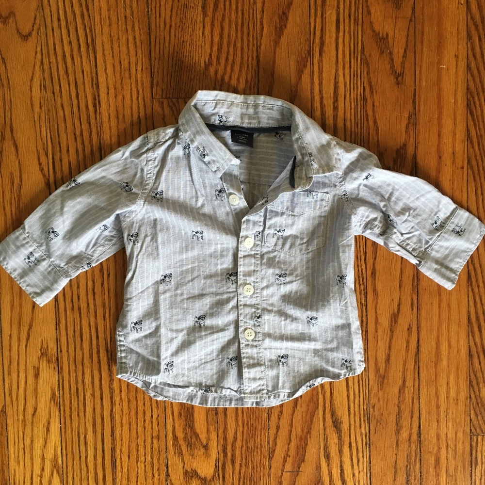 SOLD  - Baby Gap Boys Pug Button Up Dress Shirt